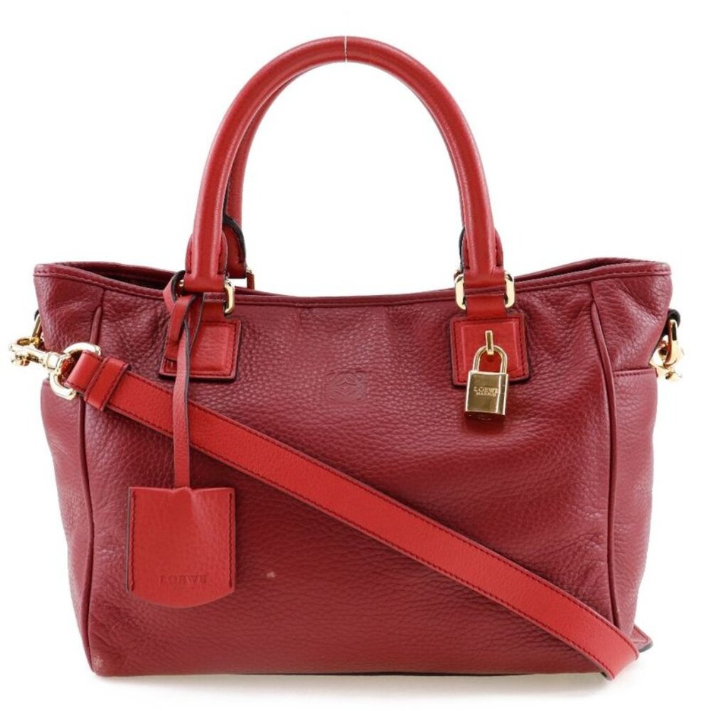 Loewe 2-Way Shoulder PIEL Vacuna Cowhide 318.32 C86 Leather Red Handbag